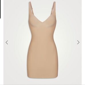 SKIMS Tan Chemise Slip Dress with V-Neckline